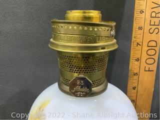 【新品未使用】デッドストックAladdin ホワイトランタン 1908年製 Vintage Aladdin oil lamp white glass w/ painted daisy base Auction