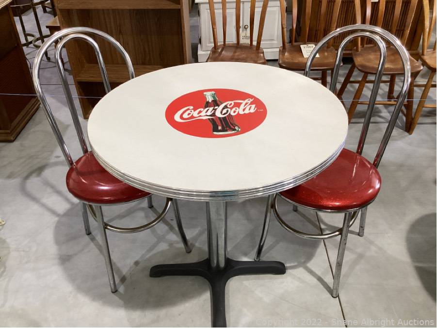 Vintage coca-cola table and 2 chairs Auction | Shane Vintage coca-cola table and 2 chairs Auction | Shane