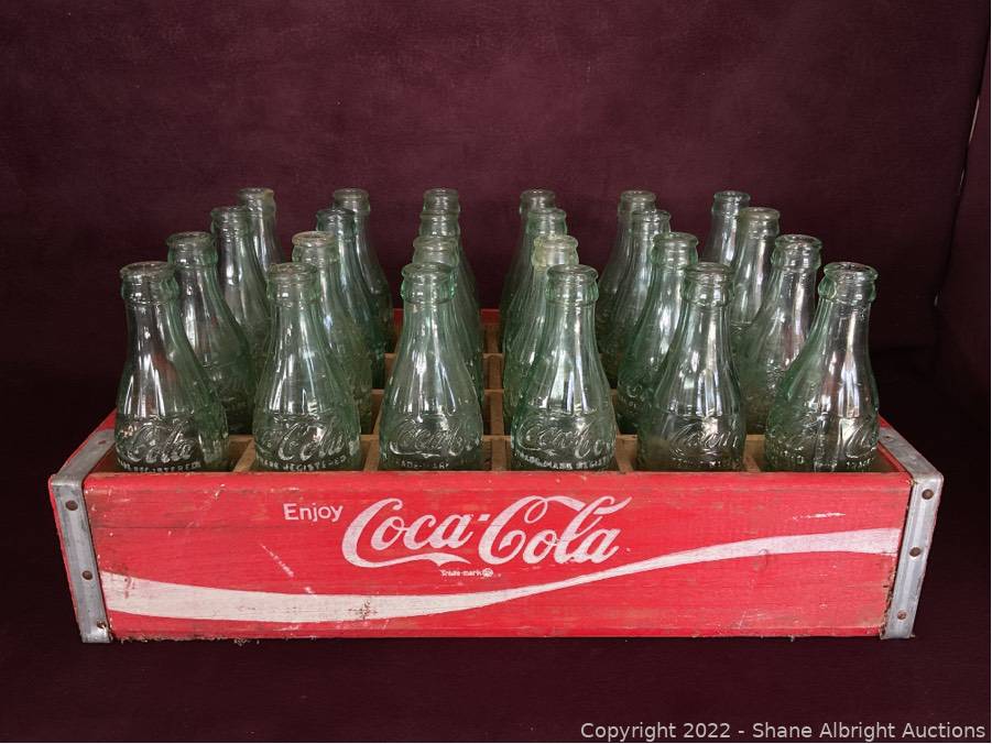 Coca Cola crate w/ 24 vintage coca-cola bottles Auction