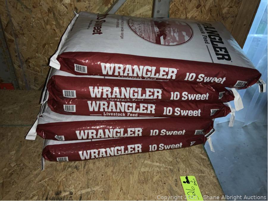 5 bags (50 lbs) of wrangler livestock feed Auction | Shane Albright Auctions