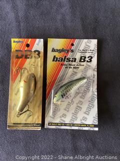 (4) Vintage Bagley Balsa DB3 Crankbait Fishing Lures Lot of 4