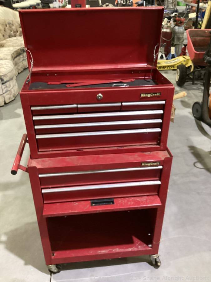 King Craft tool cart and top box. Auction