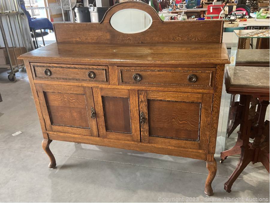 Antique Oak Sideboard Buffet 52 x 18 x 38 Auction Shane Albright Auctions