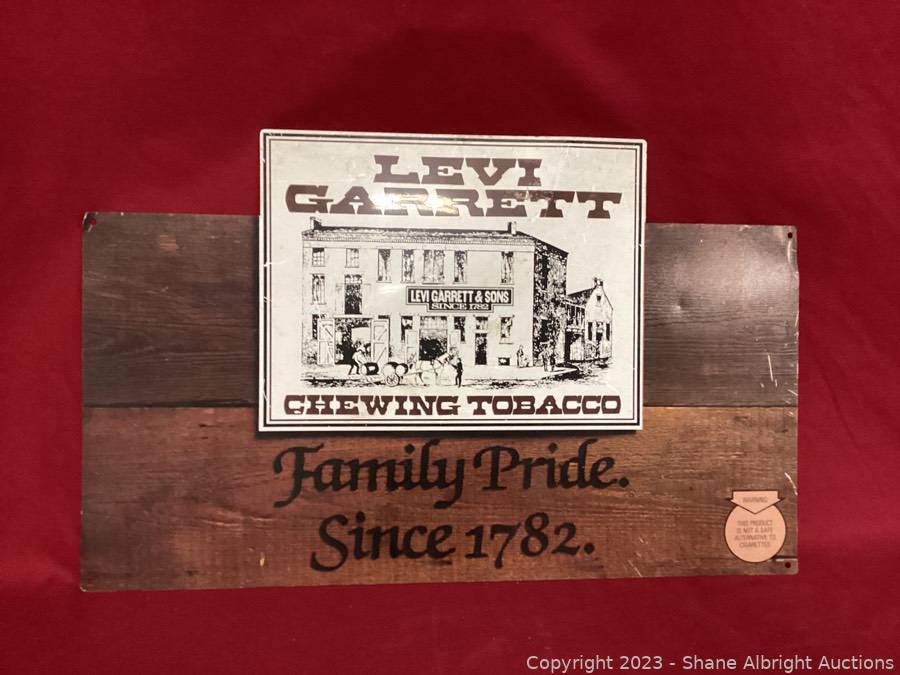 LEVI GARRETT CHEWING TOBACCO METAL SIGN Auction