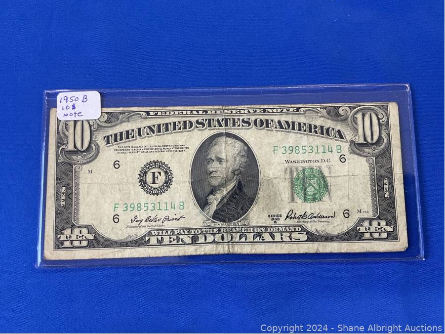 1950-B Ten Dollar Bill (Off Center) Auction | Shane Albright