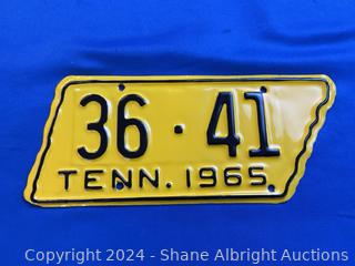 Tennessee 1965 Motorcycle License Plate (refurbished) Auction