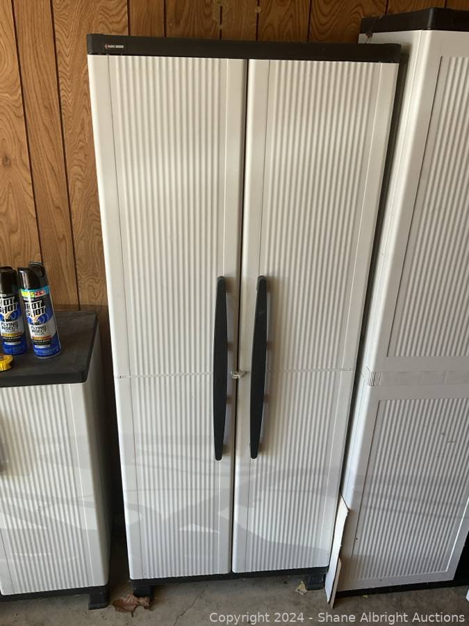 Black & Decker Plastic Storage Cabinet 27” x 15” x 68” Auction